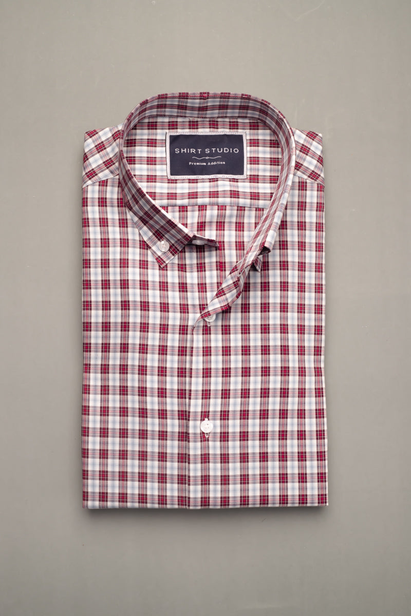 Maroon & White Oxford Checkered