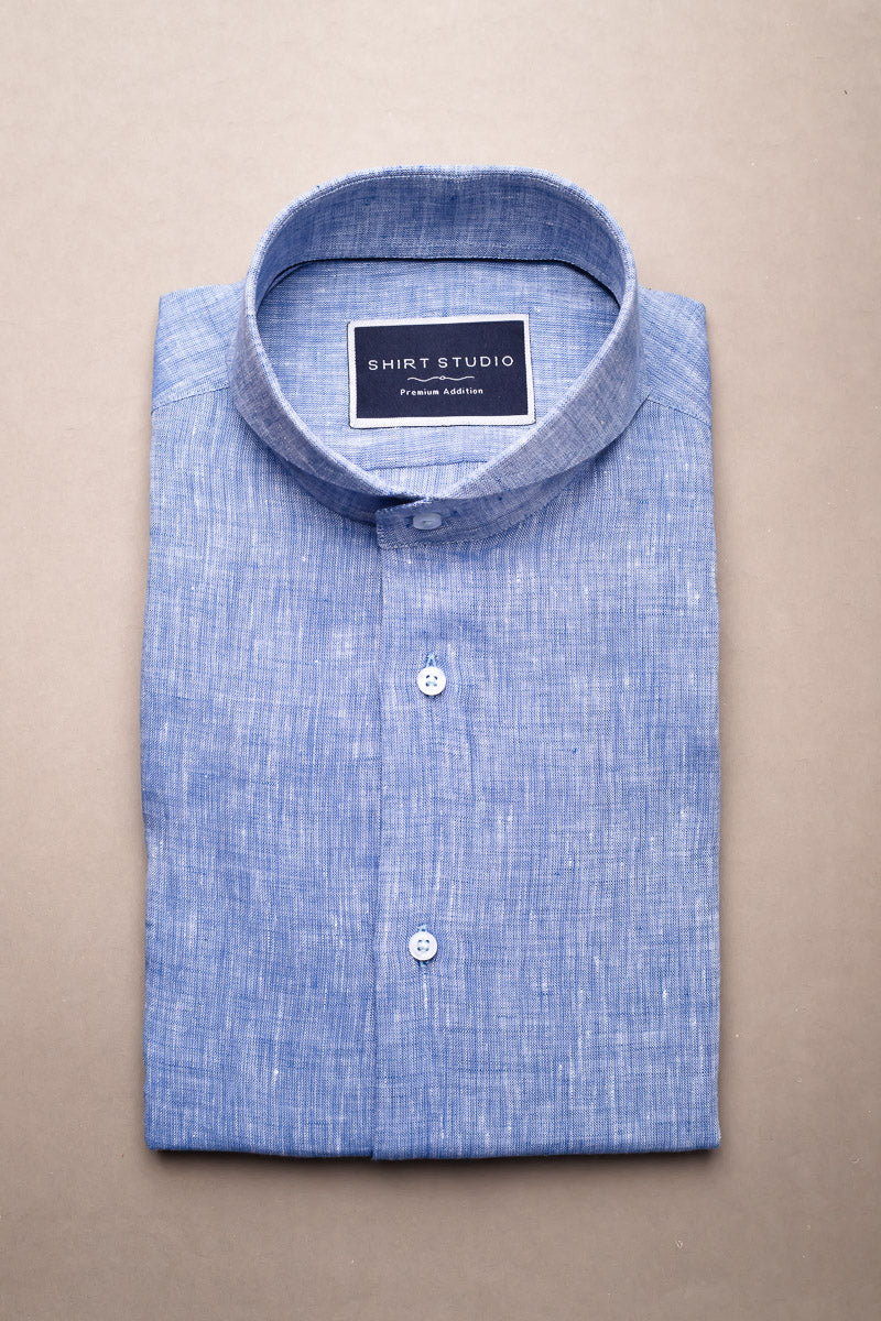 Linen In sky Blue French Collar