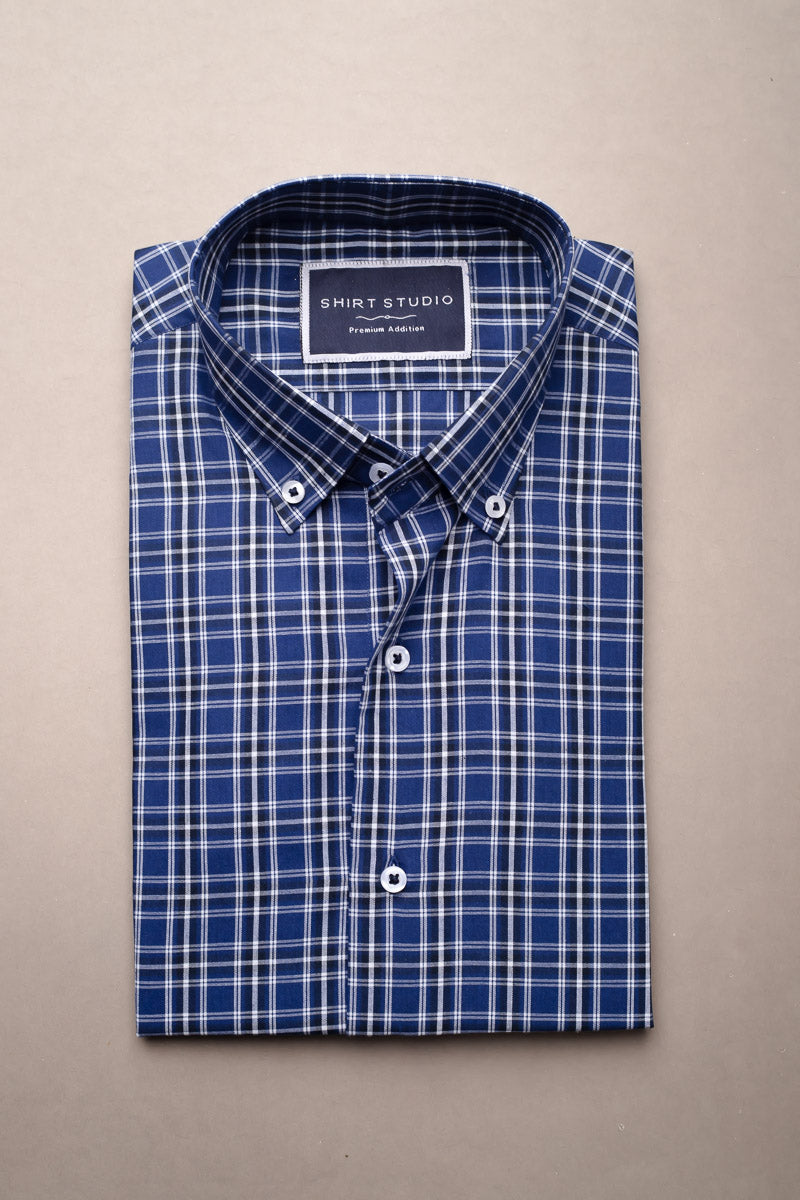 Blue Checkered In Italian Cotton