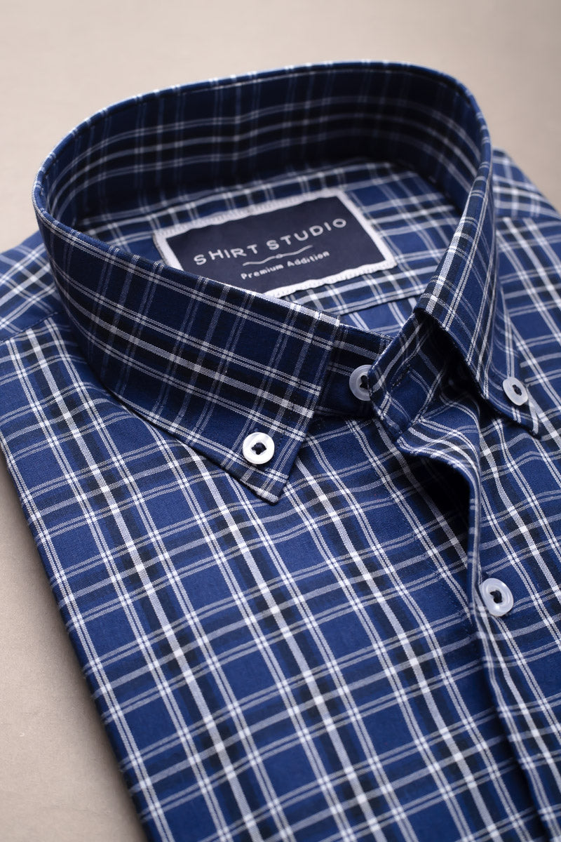 Blue Checkered In Italian Cotton