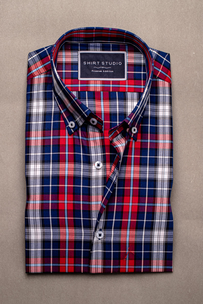 Red & Blue Oxford Checkered